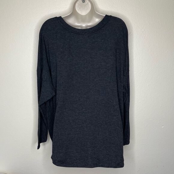 Joyspun Charcoal Gray Long Dolman Ribbed Sleeve Round Neck Top Women XL (16-18) - Picture 7 of 12